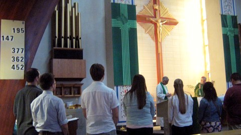 Pilgrims during Mass